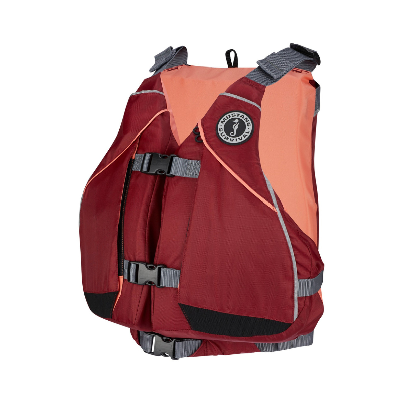 Mustang Survival Moxie Women’s Foam Kayak Life Jacket - Merlot/Coral Vest
