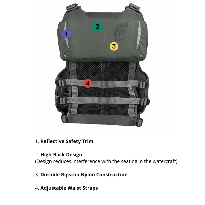 Old Town Solitude II Women’s Foam Life Jacket – Silver back detailed features