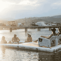 Thumbnail for POP AquaDock 14' × 7' Inflatable Floating Dock Platform Lifestyle Image