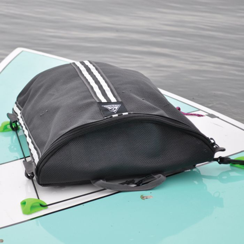 Seattle Sports Mesh Deck Bag — Black on a packraft