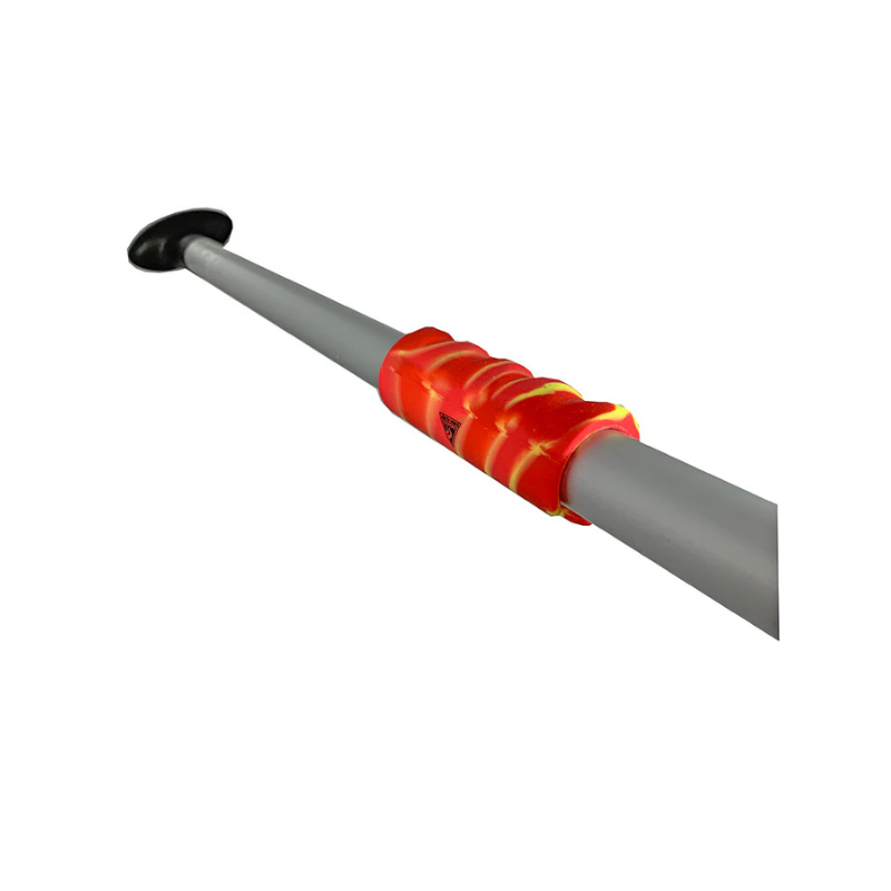 Seattle Sports Removable Silicone Kayak Paddle Grip red on a kayak paddle