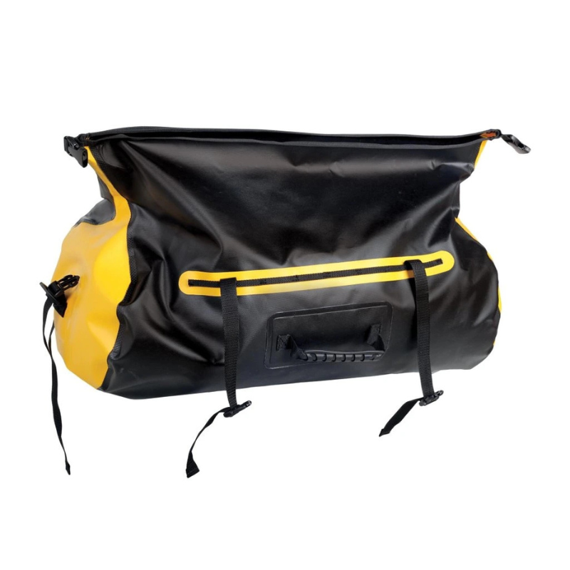 Singing Rock 60L Dry Duffle Bag — Black/Yellow open |Waterproof Duffel Bag