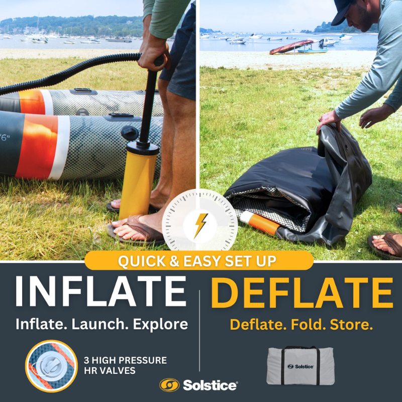 Solstice 12'6" Scout 1-2 Person Inflatable Fishing Kayak Kit inflate/deflate