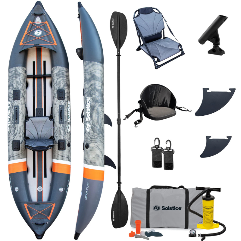 Solstice 12'6" Scout 1-2 Person Inflatable Fishing Kayak with all Kits