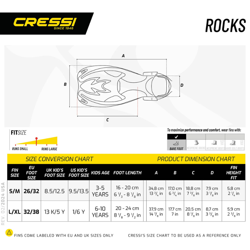 Specs of Cressi Rocks Junior Adjustable Kids Swimming Fins for Diving And Snorkeling - Blue/White