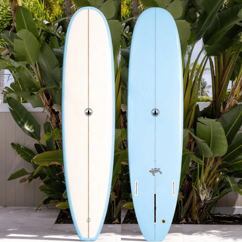 Surfboard Trading Co. Baby Log Epoxy Surfboard – Coastal Blue Cutlap | Beginner-Friendly Mid / Mini Longboard