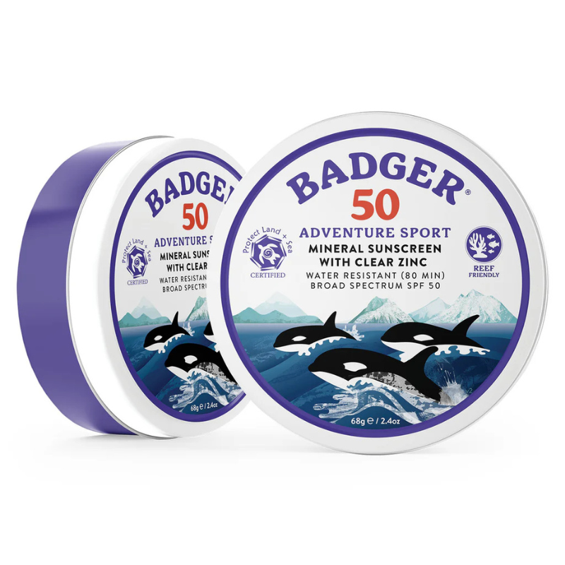 Two Badger SPF50 Adventure Mineral Sunscreen 2.4 oz Tin