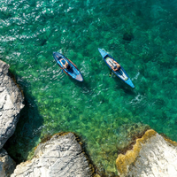 Thumbnail for Two people rowing Jobe inflatable kayaks