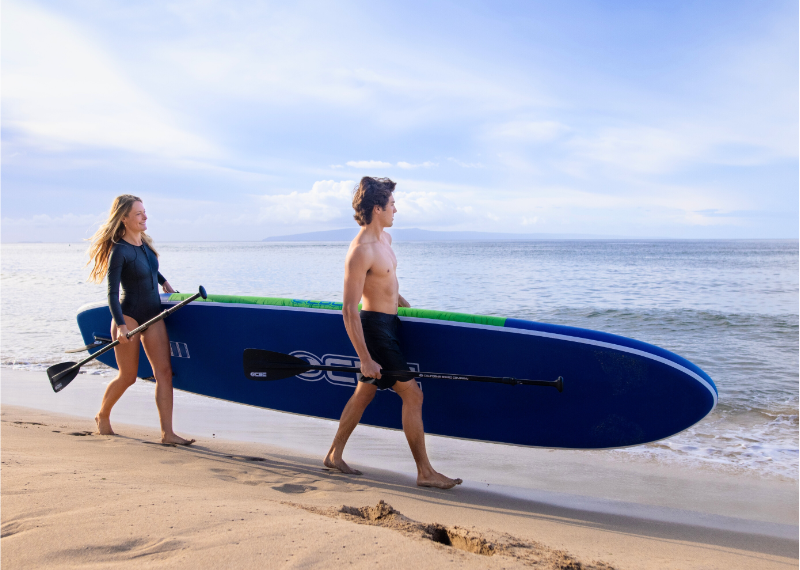Beach adventures with an inflatable paddle board