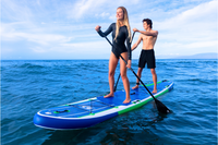 Thumbnail for A couple riding an inflatable paddle board