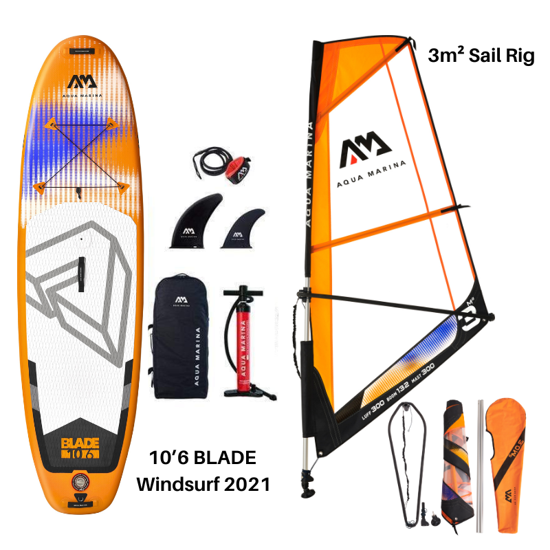 Aqua Marina 10 6 Blade Windsurf 2021 Inflatable Paddle Board SUP 3m Sail Rig Package