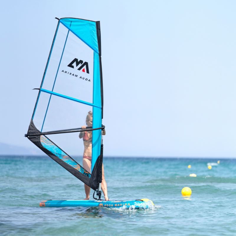 Aqua Marina 10’6″ Blade Windsurf 2022 Inflatable Paddle Board 3m sail rig lifestyle