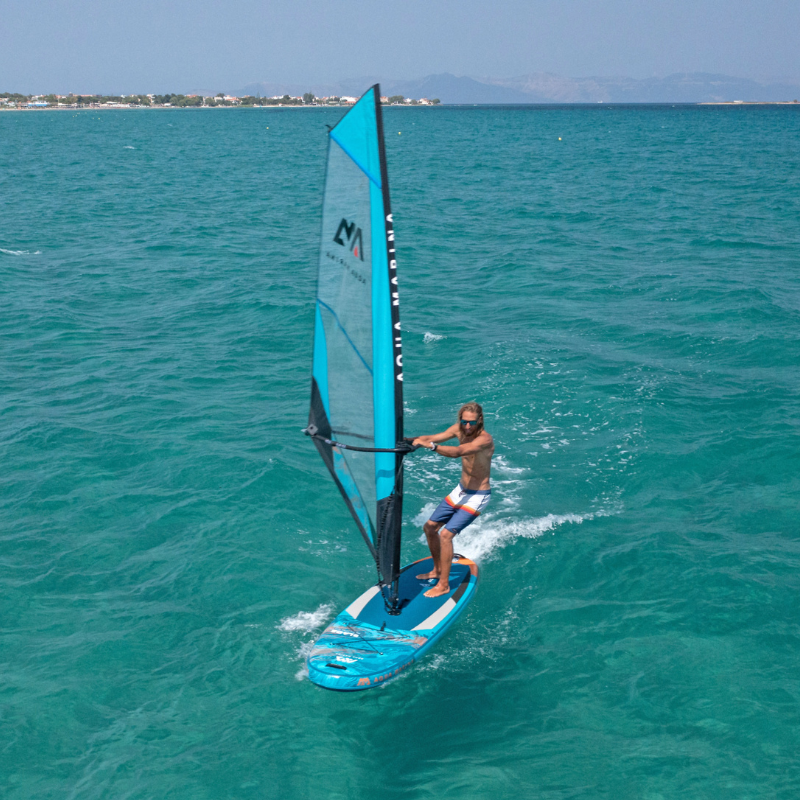 Aqua Marina 10’6″ Blade Windsurf 2022 Inflatable Paddle Board 5m sail in action