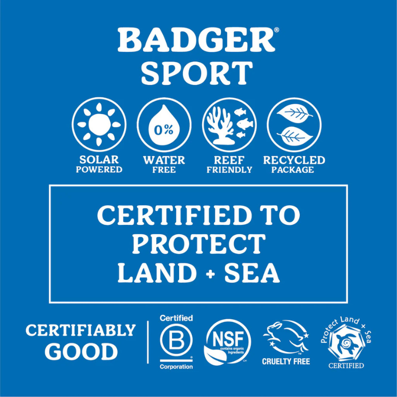 features of Badger SPF 40 Sport 2.4 oz Mineral Sunscreen Tin