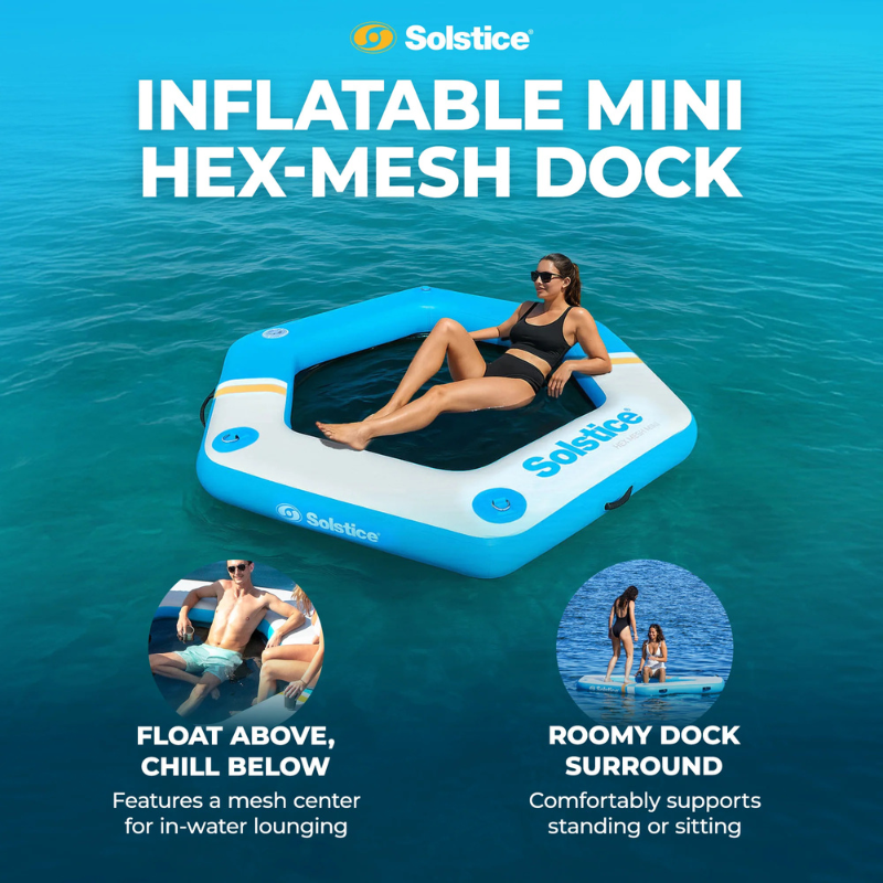 features of Solstice 6' Inflatable Hex Mesh Mini Dock