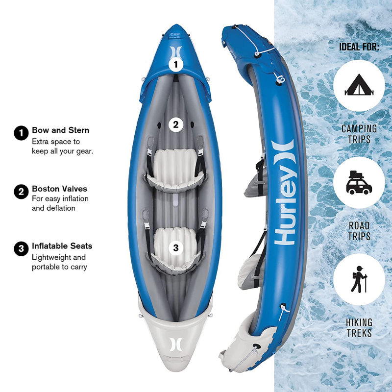 Hurley 10’2” Surf Tandem 2-Person Inflatable Kayak specs