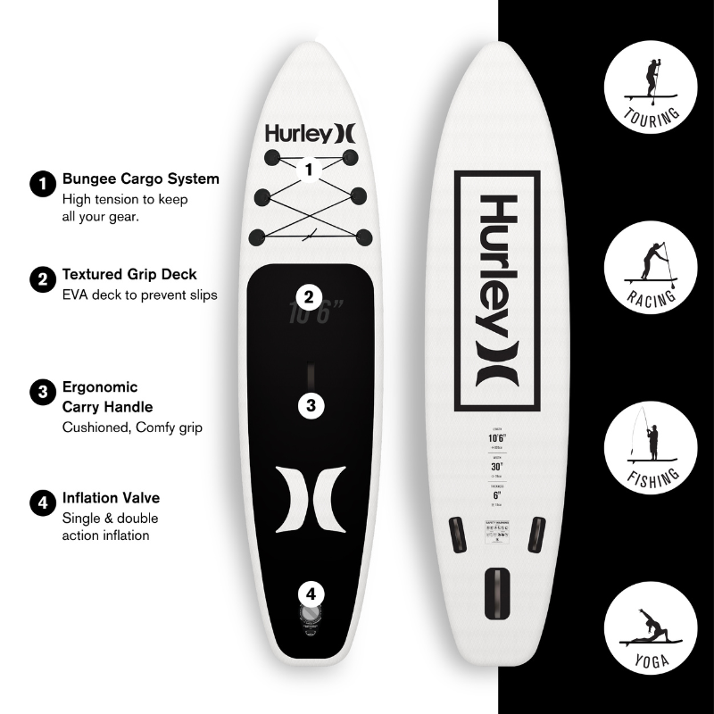 Hurley 10'6" ONE & ONLY Inflatable Paddle Board SUP - Black