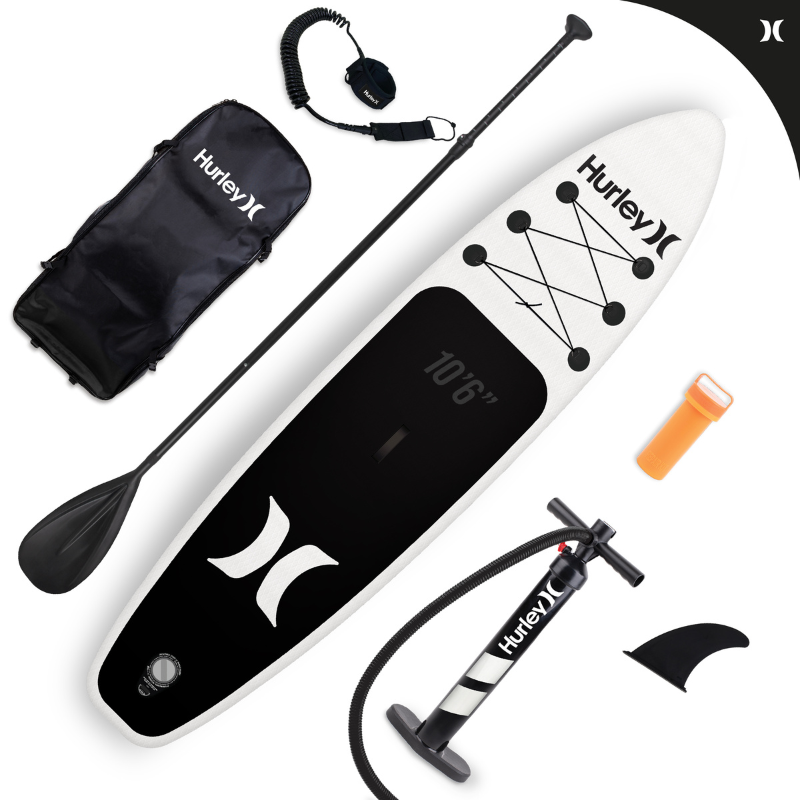 Hurley 10'6" ONE & ONLY Inflatable Paddle Board SUP - Black - Package