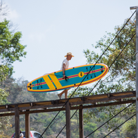 Thumbnail for POP Board Co 11' Yacht Hopper Paddle Board Inflatable SUP - Turquoise/Pink/Yellow actual size