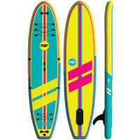 Thumbnail for POP Board Co 11' Yacht Hopper Paddle Board Inflatable SUP - Turquoise/Pink/Yellow front back side