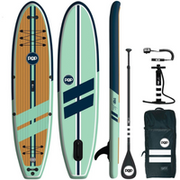 Thumbnail for POP Board Co 11' Yacht Hopper Paddle Board Inflatable SUP - Teak/Blue/Mint