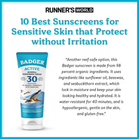 Thumbnail for runner's world statement about Badger SPF 30 Active 2.9 fl oz Mineral Sunscreen Cream