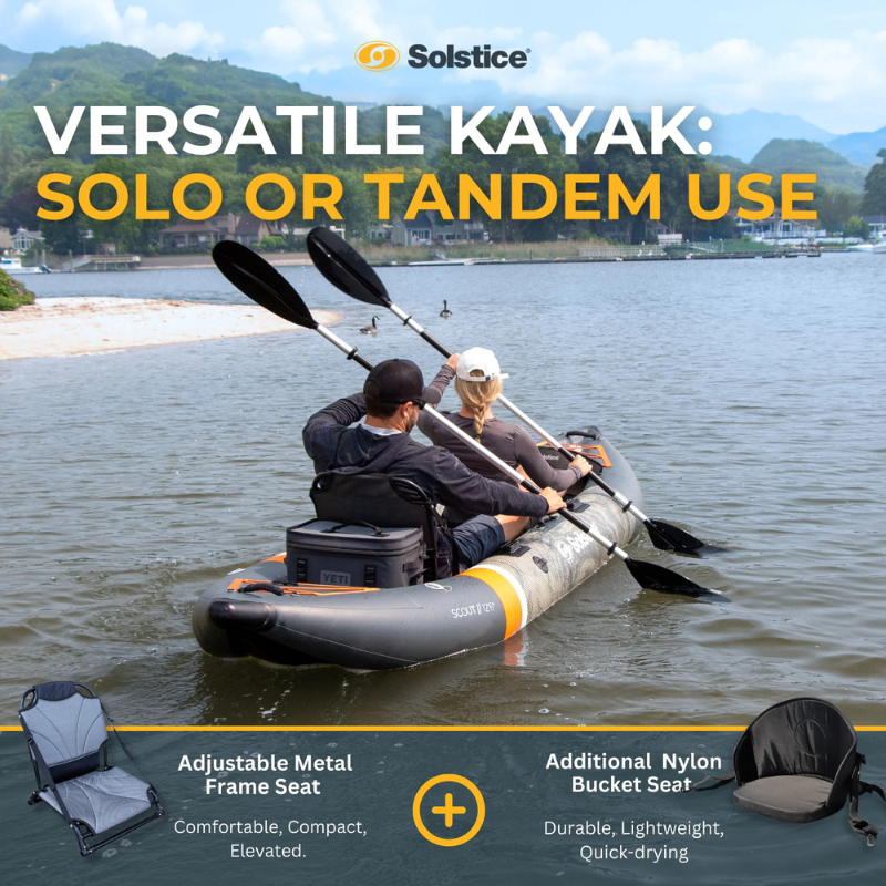 solo and tandem use Scout Inflatable Fishing Kayak