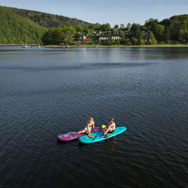 two people relaxing on Jobe Aero Lina iSUP 