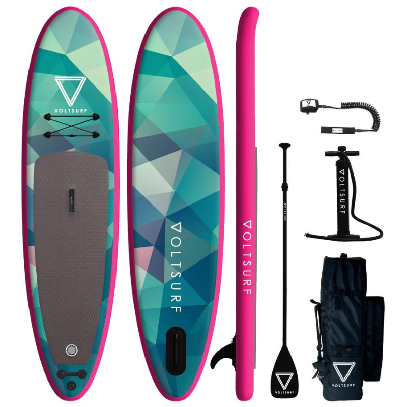 Voltsurf 11’0 Rover Stand Up Paddle Board Inflatable SUP - Pink Rail - Good Wave