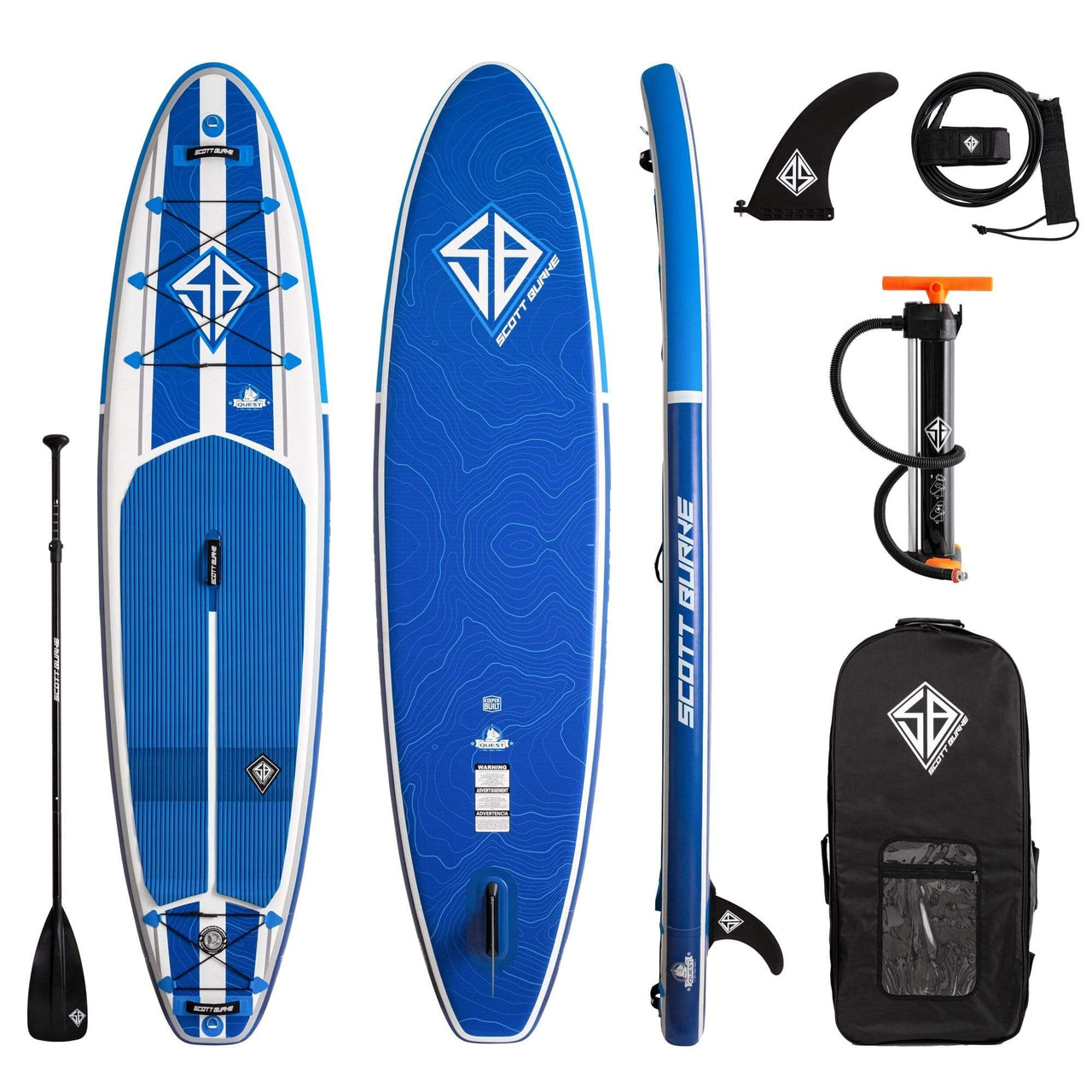 Scott Burke 11' Quest Inflatable SUP Paddleboard - Good Wave package