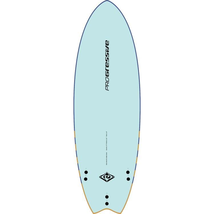Bottom of 5'6 Progressive Soft Top Fish Surfboard 