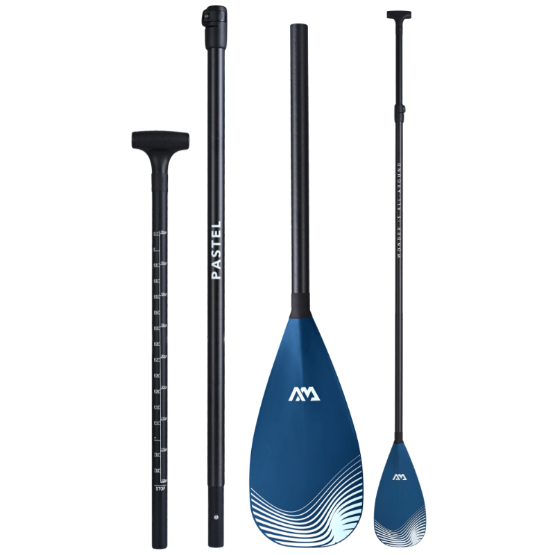 Aqua Marina  PASTEL 2023 Adjustable Hybrid Fiberglass/Carbon SUP Paddle Navy 3 part front