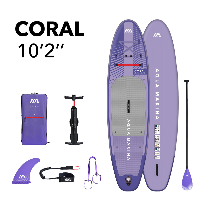 Aqua Marina 10’2” Coral 2023 Inflatable Paddle Board All-Around Advanced Night Fade package