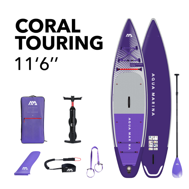 Aqua Marina 11’6” Coral 2023 Touring Inflatable Paddle Board Night Fade package