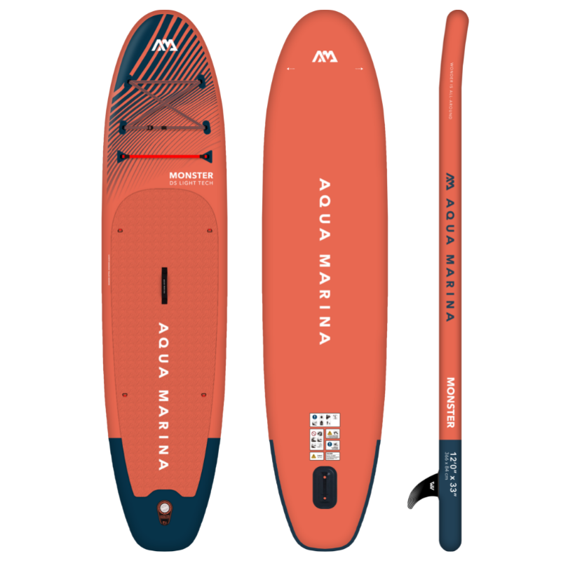 Aqua Marina 12’0” Monster 2023 Inflatable Paddle Board SUP front side back view