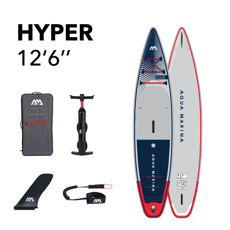 Aqua Marina 12'6" Hyper 2023 Touring Inflatable Paddle Board Navy package