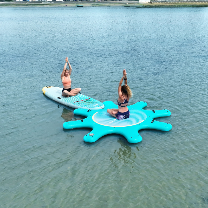 Aqua Marina 9'6" Yoga Dock 2023 Fitness Inflatable SUP when used