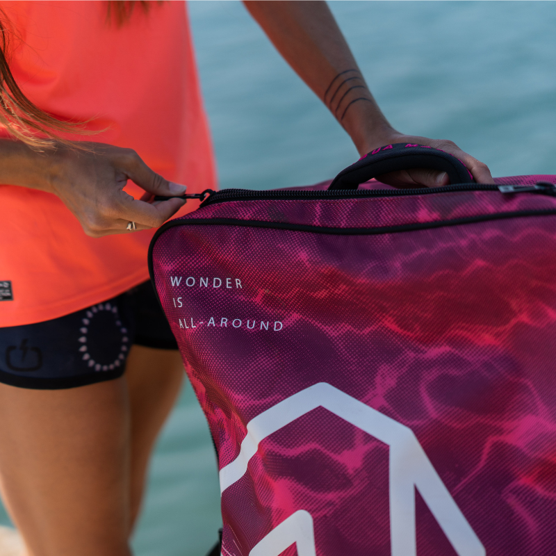 Aqua Marina 90L Premium Luggage Bag with Rolling Wheel Raspberry zipped
