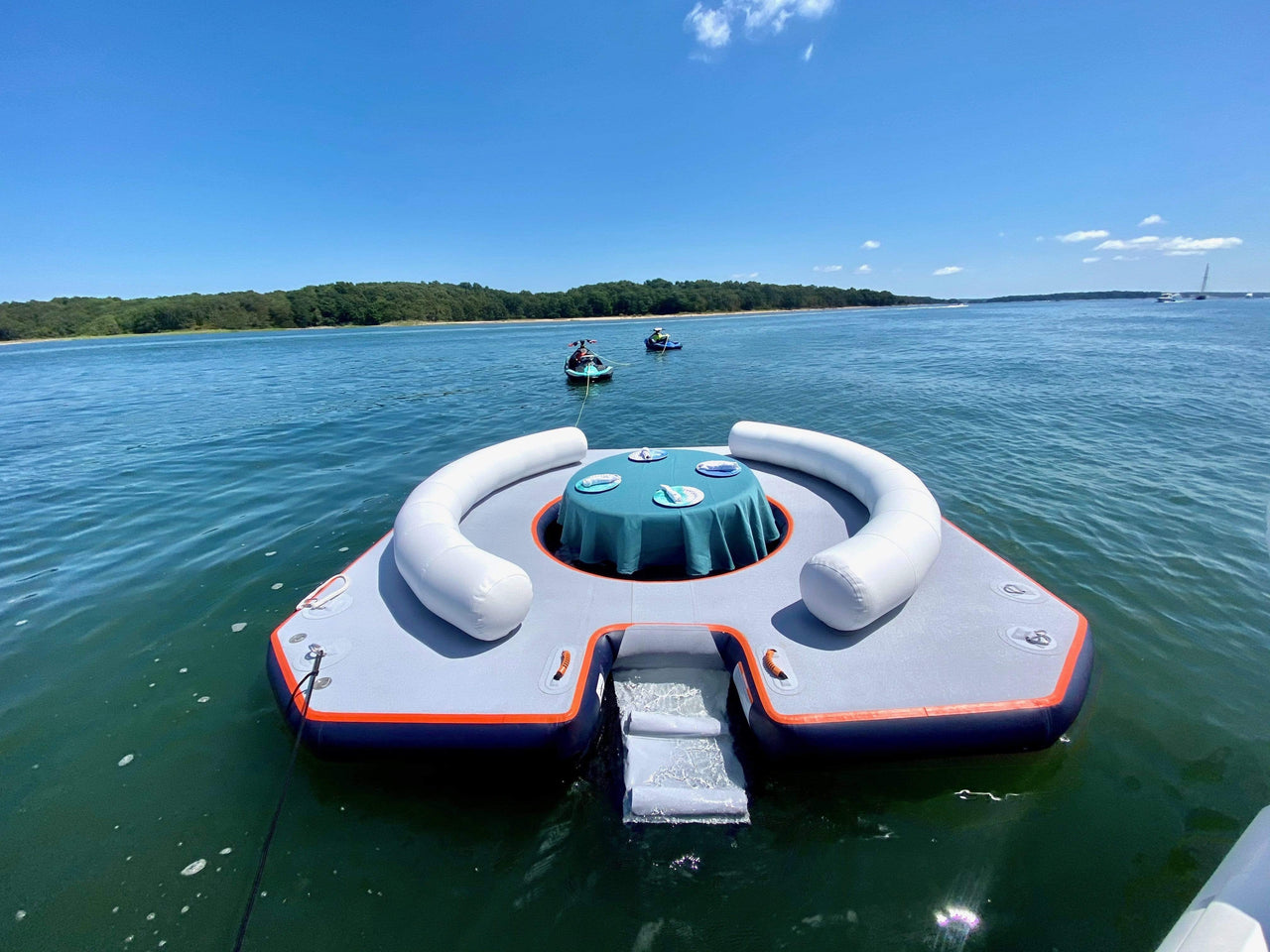 AquaBanas Floating Party Dock Island Inflatable Platform with Bana Tent - Good Wave