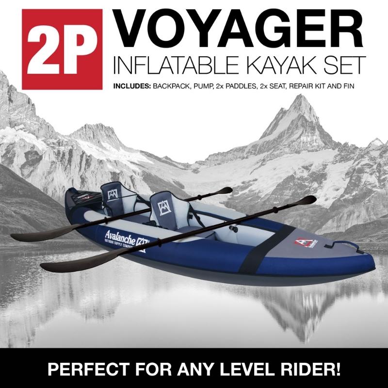 Avalanche 11' Voyager 2-Person Inflatable Kayak Set | Good Wave