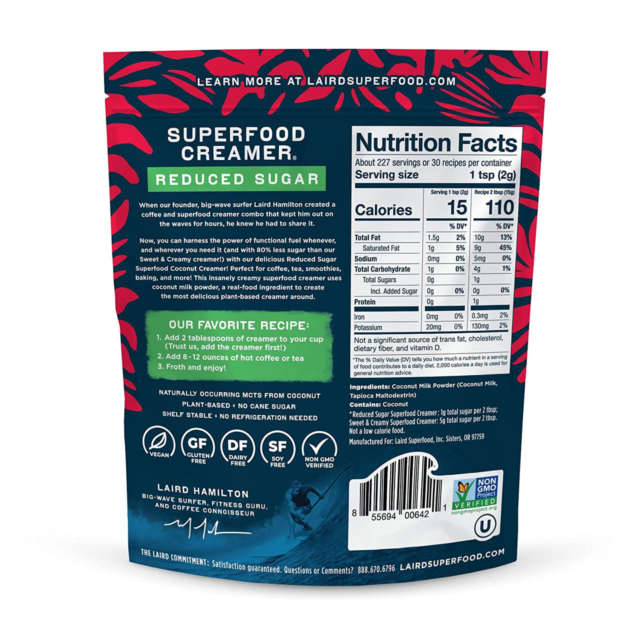 Laird Superfood Creamer® - Reduced Sugar back