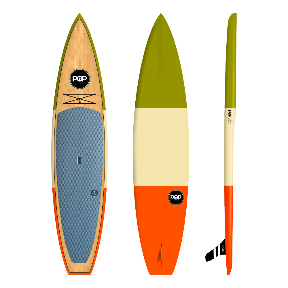 POP Board Co 12' Americana Touring Stand Up Paddle Board - Cream/Orange/Green - Good Wave