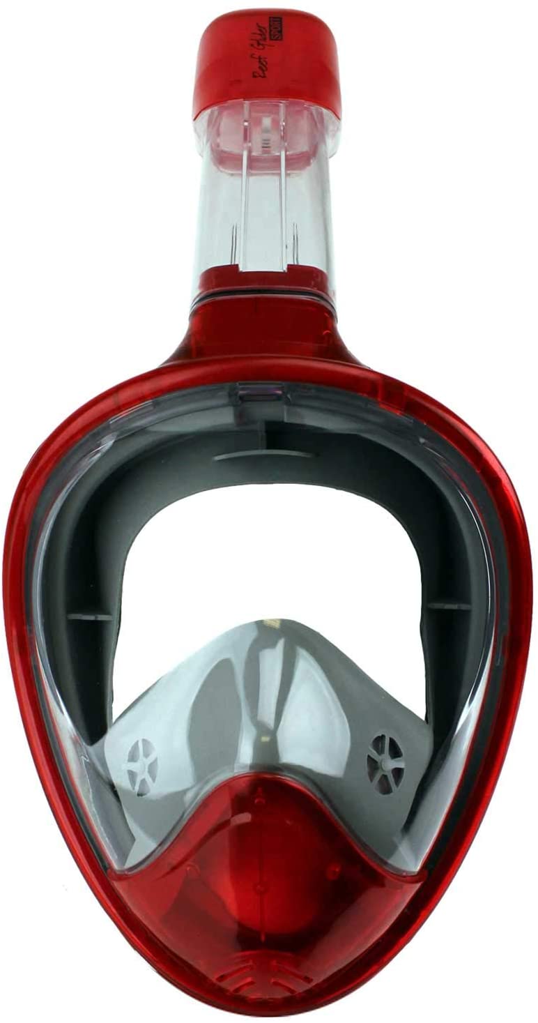 Reef Glider Full Face Snorkel Mask Set with Action Cam Mount red grey