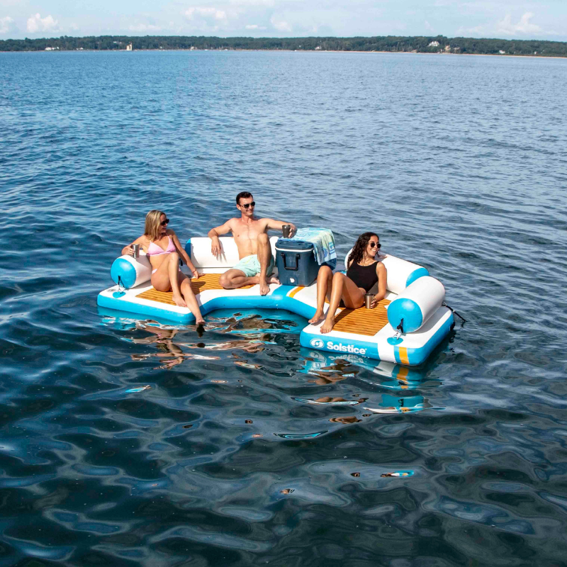 Solstice 11' Inflatable C-Dock with Removable Pillows in the water