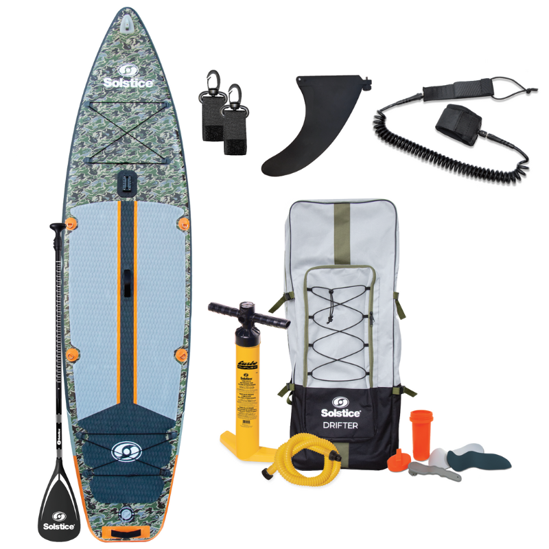 Solstice 11'6" Drifter Inflatable Paddleboard Fishing SUP Full Kit package