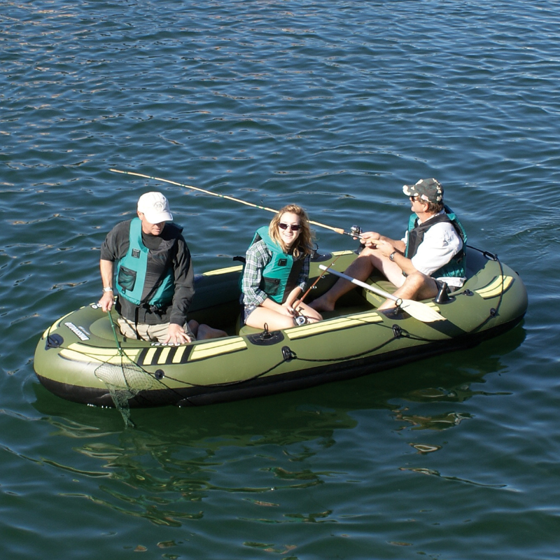 Solstice ‎12' x 5' Outdoorsman 12000 - 6 Person Fishing Inflatable Boat in the water