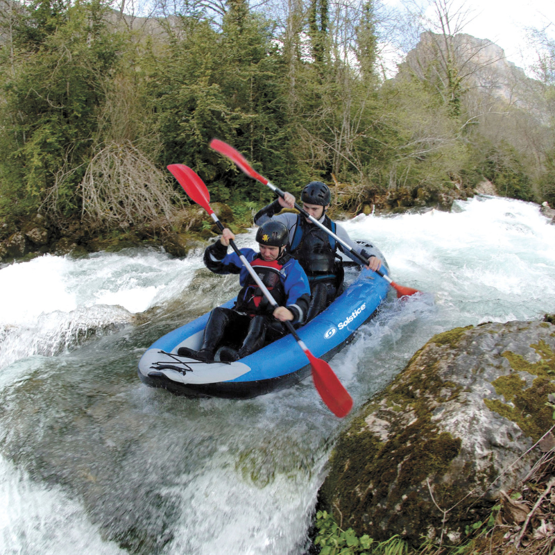 Solstice 12'6" x 37" Flare 2-person Whitewater Inflatable Kayak lifestyle