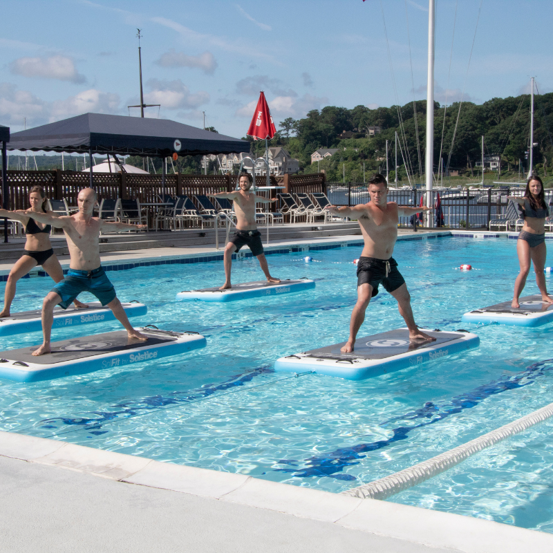 Solstice 7'10" Solfit Inflatable Yoga Fitness Mat in action