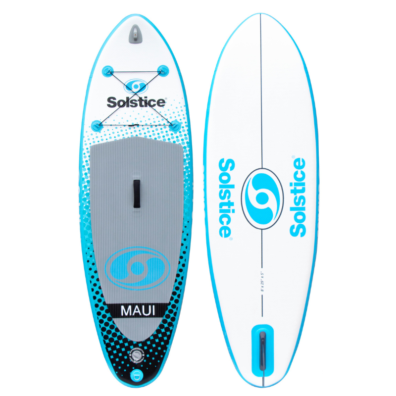 Solstice 8' Maui Inflatable Paddleboard All-Around SUP Full Kit front back