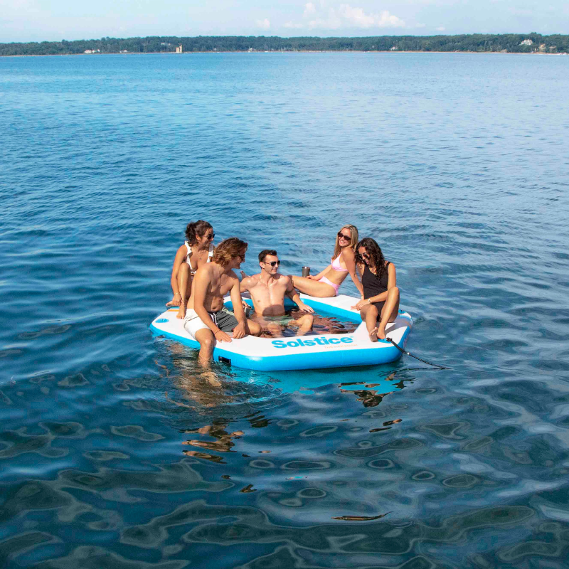 Solstice 8'6'' Hex Mesh Inflatable Dock in the water